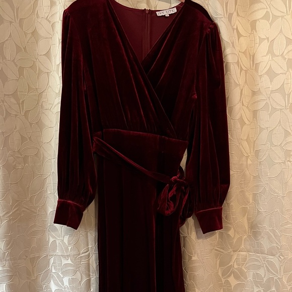 Ivy city ANDIE DRESS IN WINE VELVET - Picture 7 of 8